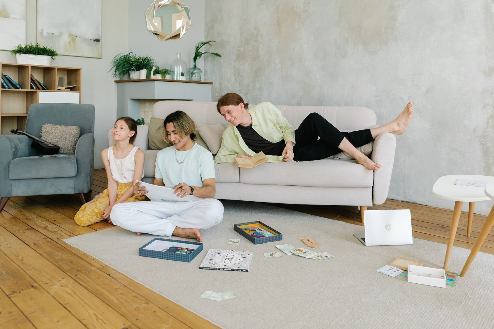 Happy family at home with trusted domestic staff support